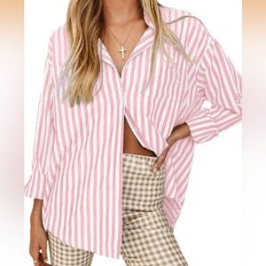 NWOT Pink Striped Women's Button-Up Shirt